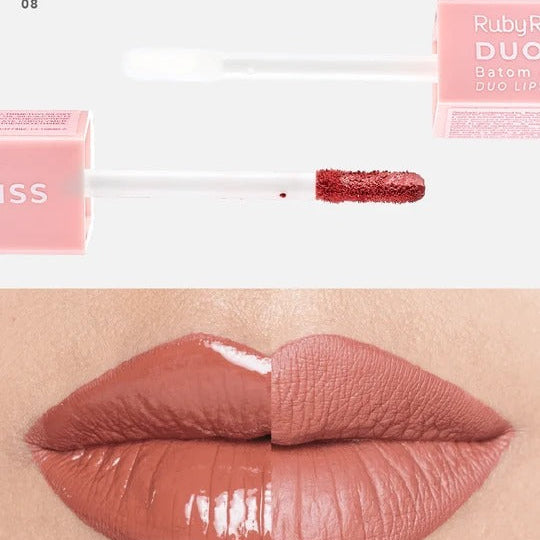 Labial Liquido Duo Matte Y Brillante Ruby Rose Gloss Kiss