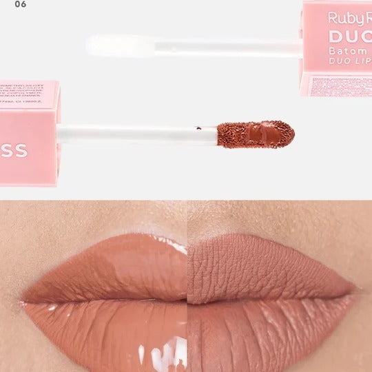 Labial Liquido Duo Matte Y Brillante Ruby Rose Gloss Kiss