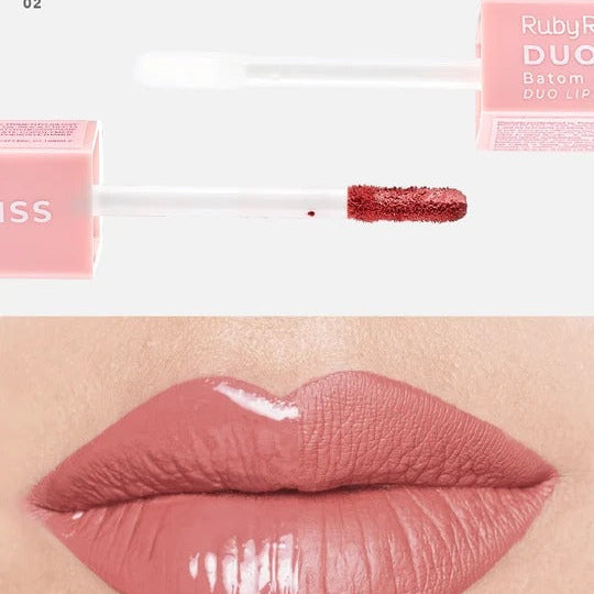 Labial Liquido Duo Matte Y Brillante Ruby Rose Gloss Kiss