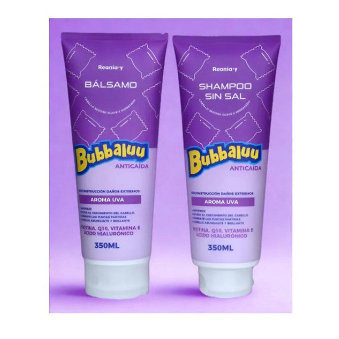 Set Capilar Shampoo Y Balsamo Acondicionador Bubbaluu Uva