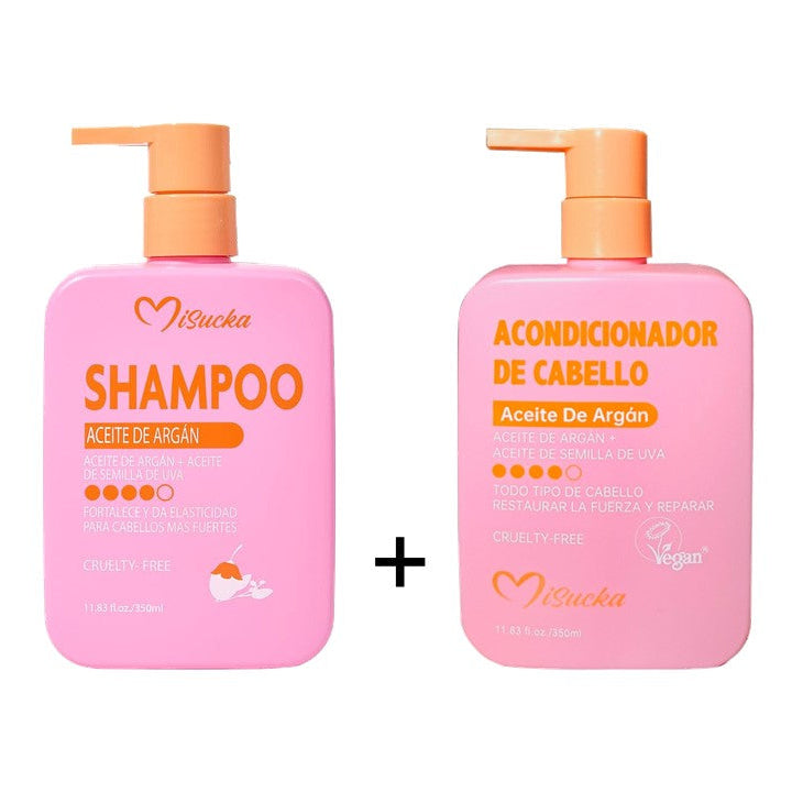 Set Shampoo Acondicionador Y Aceite Argán Fortalecedor Misucka